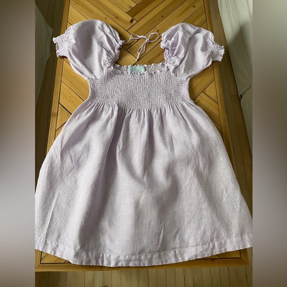 Hill House Athena Midi Sleeve Linen Nap Dress in Lilac Stripe Size XXL - Picture 7 of 10